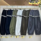 胖mm慵懒休闲风屁帘拼接假两件裙裤 WE女装 宽松大码 韩版 46230春季