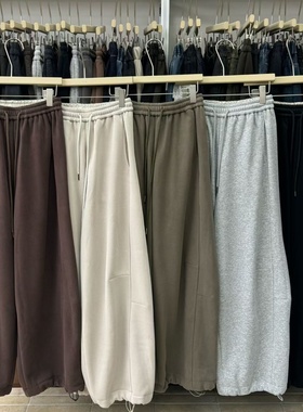 becabeau女961763冬季韩版宽松大码胖mm休闲长裤加绒束脚阔腿卫裤