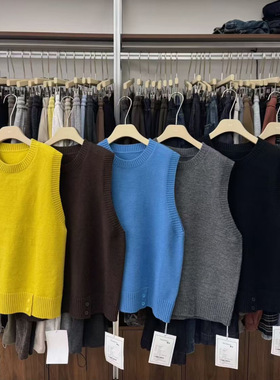 becabeau女装6556冬韩版宽松大码胖mm慵懒休闲风针织套头毛衣马甲