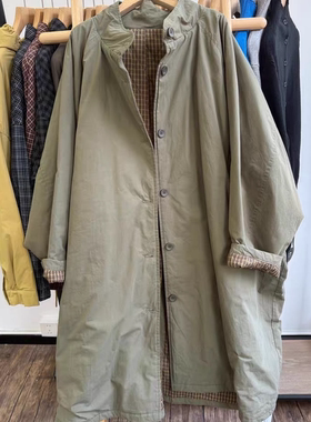 WE女4521388冬撞色长款保暖宽松大码胖mm慵懒松弛风立领棉服外套