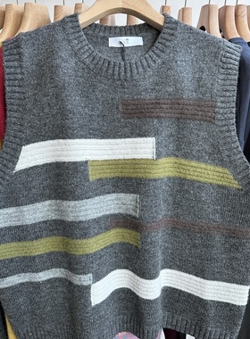 小王家19330冬女神叠穿针织背心宽松大码胖mm休闲慵懒风圆领马甲