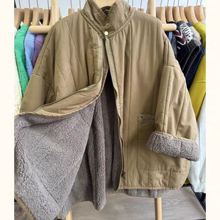 胖mm慵懒风仿羊羔毛绒内里棉服外套 保暖宽松大码 WE女装 454100冬季