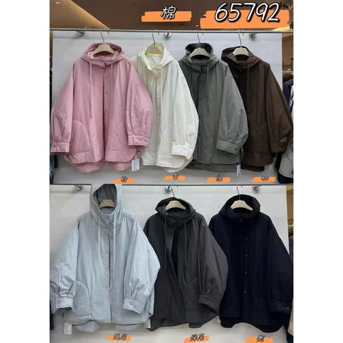 胖mm慵懒休闲风连帽抽绳棉服外套