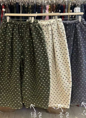 WE女装55283冬季加厚仿羊羔绒韩版宽松大码胖mm慵懒波点阔腿长裤