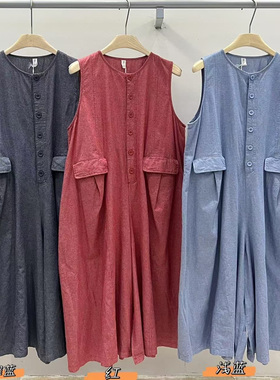 WE女装45848夏酷飒宽松大码胖mm休闲慵懒风复古直筒阔腿连体长裤