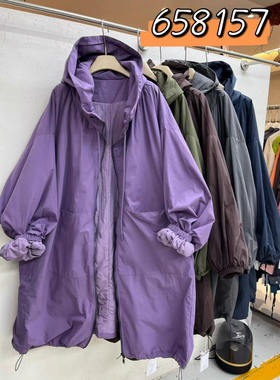 胖mm慵懒风连帽加厚长款棉服外套