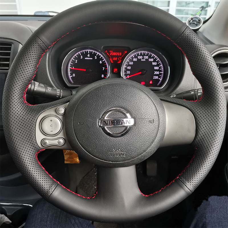 适用于东风日产新阳光方向盘套真皮手缝尼桑玛驰全包把套专车专用