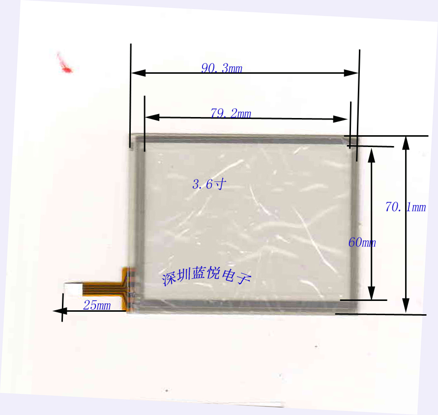 3.6寸 外围90*70 MP3 MP4 GPS车载触摸屏 电子书触摸屏