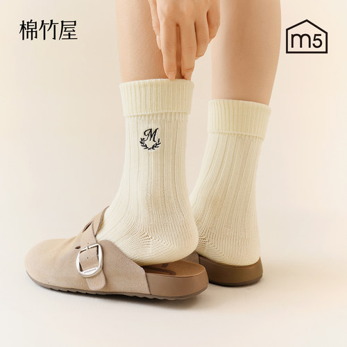 纯棉袜子女秋季白色学院风中筒袜