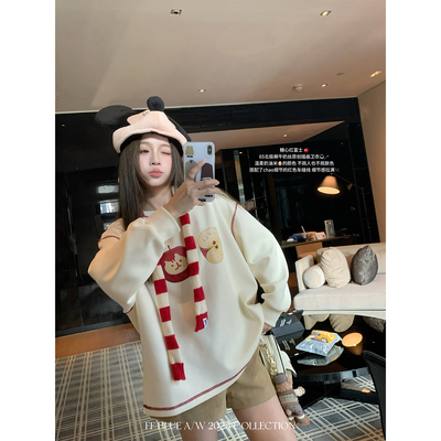 FFBLUE牛奶丝苹果插画秋冬卫衣