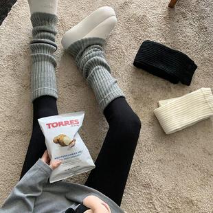 三色冬季 暖暖冬日 羊毛保暖袜套雪地靴堆堆袜小腿袜子女 BLUE