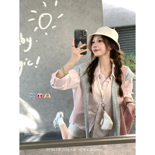 长袖纯棉衬衫FFBLUE宽松慵懒