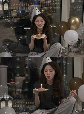 FF BLUE  费尔岛天晴 简约圆领针织短袖灰色气质毛衣开衫两件套女