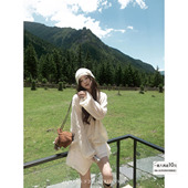 慵懒感羊毛马海毛混纺钩花针织开衫 小绵羊 不规则A字半裙 BLUE