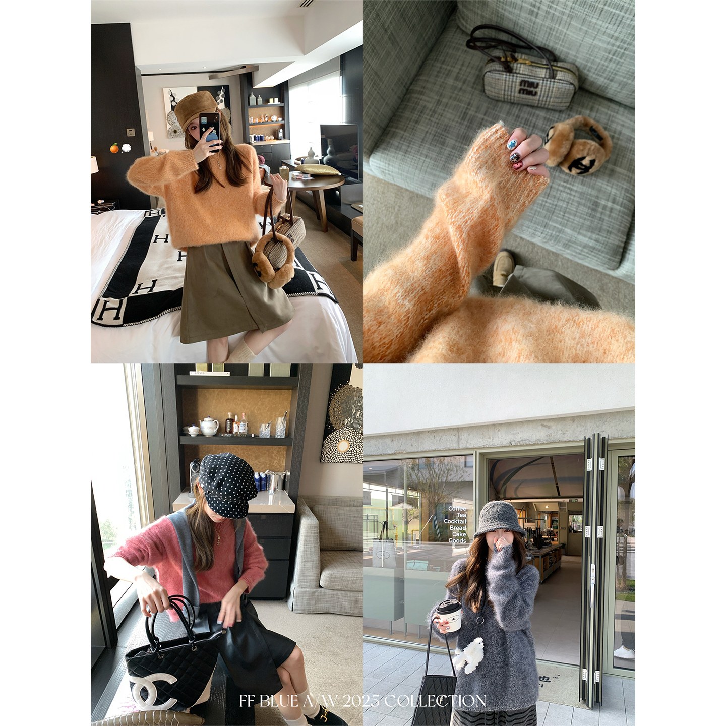 FFBLUE100羊毛拉毛棉花糖毛衣