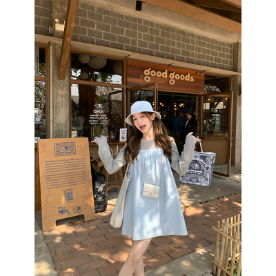 FFBLUE拼接假两件撞色连衣裙