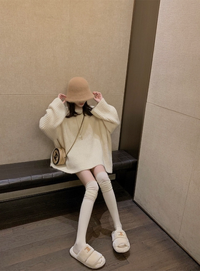 FF BLUE小白兔奶糖 软乎乎宽松温柔慵懒坑条毛衣白色针织衫女外套