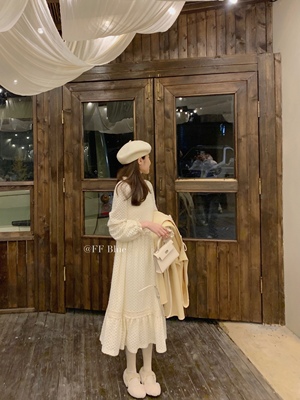 FF BLUE 平安夜未眠の糖霜连衣裙 保护欲全幅蕾丝针织定制