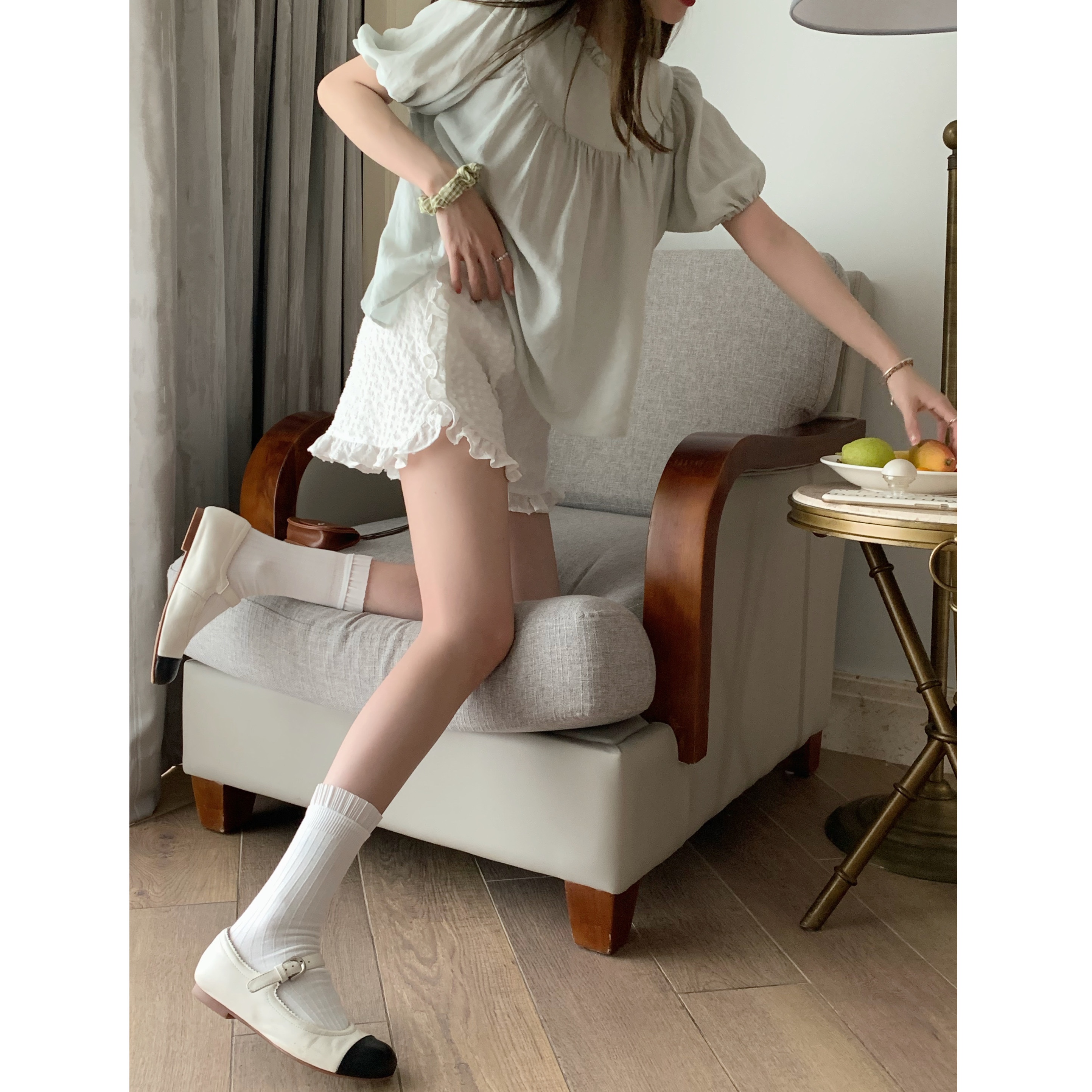 FFBLUE娃娃领套头衬衫