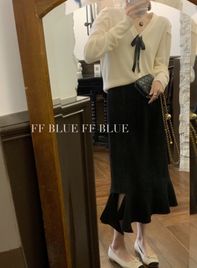 FF BLUE 出逃千金 不规则开叉鱼尾长款半裙