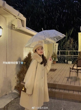 FF BLUE 陪你看初雪 蓝蓝私藏温柔狐狸毛可拆卸毛领厚大衣