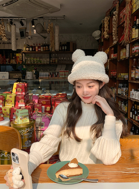 FF BLUE 夜与法兰西灯笼袖木耳边编织毛衣温柔气质针织衫