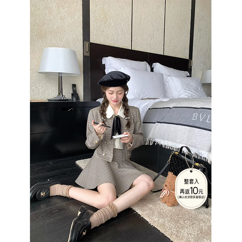 FFBLUE千鸟格西装套装