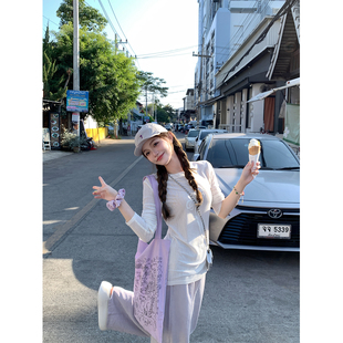 内搭T恤女 BLUE 纯白情书 轻透感立体羊绒发泡蝴蝶结上衣基础款