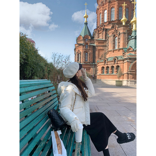 小个子韩版 小个子可入 连帽羽绒服女加绒加厚外套带口袋 BLUE