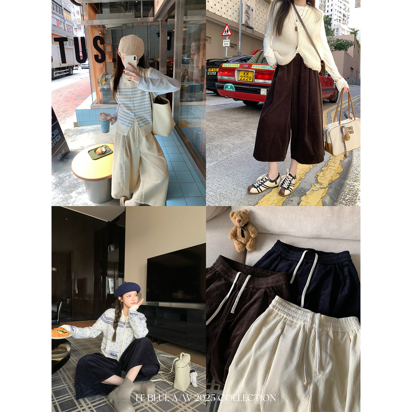 FFBLUE灯芯绒七分宽松休闲裤