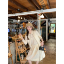 描边马甲钩花羊毛针织开衫 气质套装 白雾风铃 镂空半身裙 BLUE