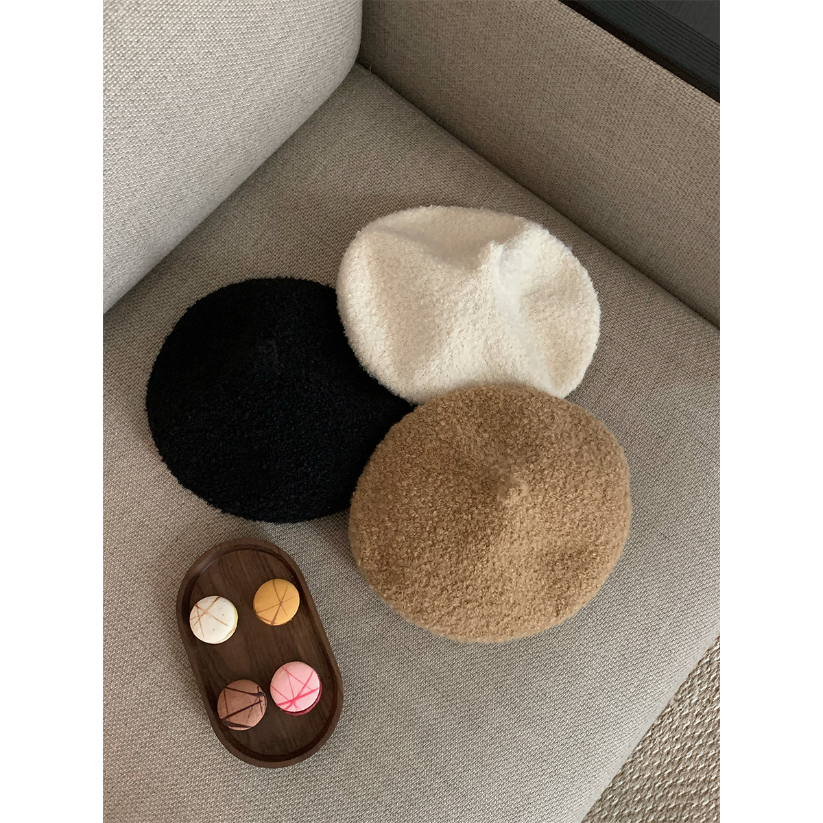 FFBLUE三色圈圈毛百搭贝雷帽