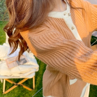 内穿外搭芝士开衫 羊毛针织衫 气泡橙汁坑条开衫 饭小队