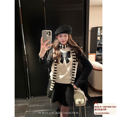 FFBLUE小香撞色时髦针织衫