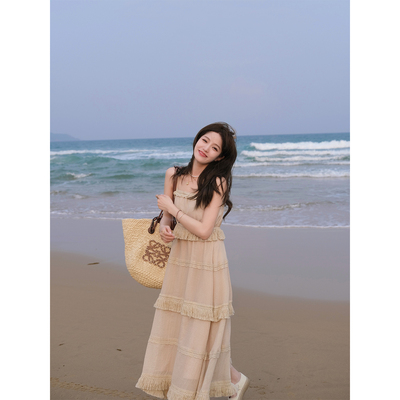 连衣裙蛋糕裙出片绝美流苏度假风