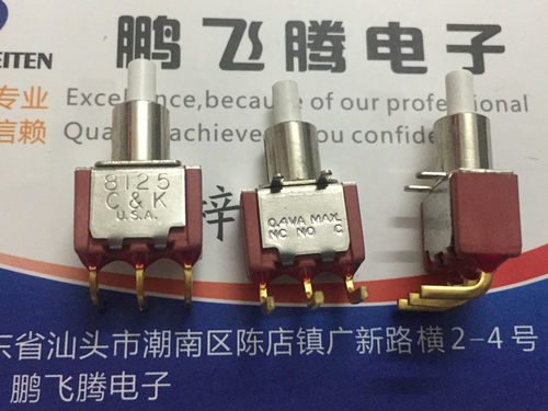 进口美国C&k 卧式3脚按钮开关8125SD9ABE 0.4VA 侧按按压复位按键