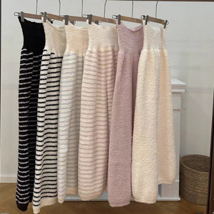 孕妇暖宫裤半边绒外穿珊瑚绒女长裤家居裤外穿秋冬款加厚高腰睡裤