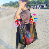 儿童沙滩包宝宝玩沙子挖沙套装 工具布娃娃玩具收纳袋海边网袋神袋