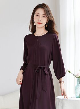 真丝连衣裙2025新款女夏季高端奢华大牌气质杭州碎花印高档桑蚕丝
