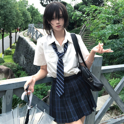 神仙club  月下鹤衬衫  原创jk衬衣短袖纯棉学院风JK制服白色制服