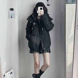 神仙club 加厚寬松連帽學(xué)院風(fēng)女外套 羽絨服冬季 2024年愛心短款