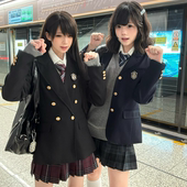 神仙club JK制服西服上衣外套 西装 月川高双排扣收腰西服 新品