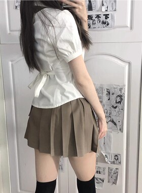 神仙club 原创制服JK收腰衬衫短袖日系泡泡袖纯欲风白衬衫女辣妹