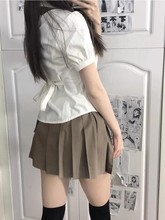 原创制服JK收腰衬衫 短袖 日系泡泡袖 纯欲风白衬衫 女辣妹 神仙club