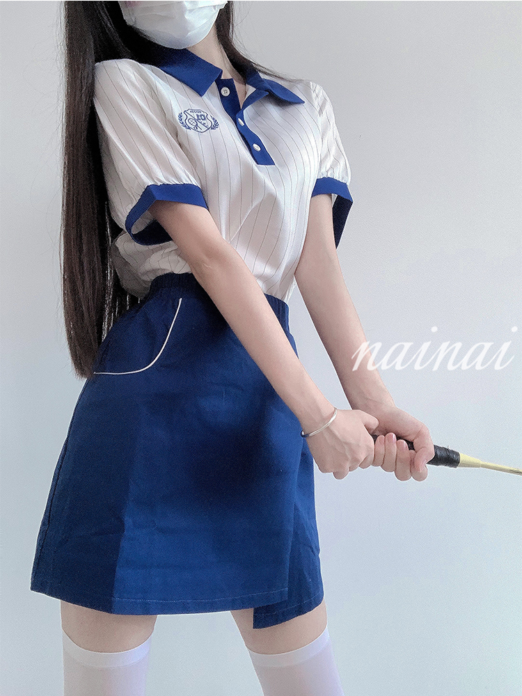 运动套装学院风短袖条纹Polo衫