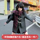 中长款 jk大衣连帽牛角扣呢子外套 日系毛呢学院风 神仙club