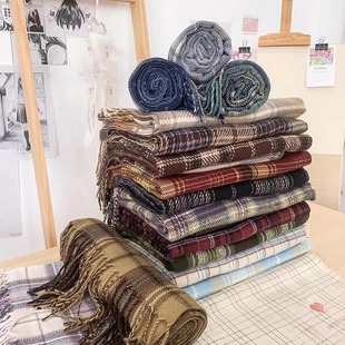 定制款 原创款 2025秋冬JK格仿羊绒格子保暖百搭围巾 神仙club