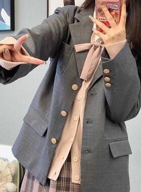 【神仙club】原创jk西装灰色西服学院风外套小个子春秋校供感套装