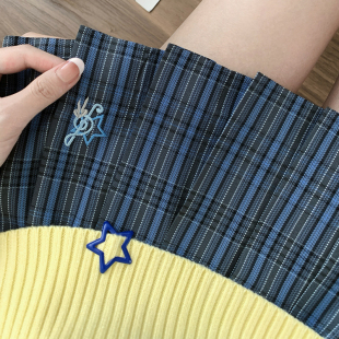 原创jk格裙 新格裙征名中 日系校供感刺绣JK百褶裙 神仙club