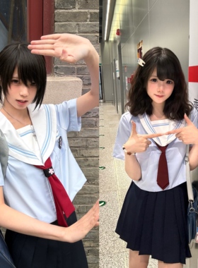 神仙club 月川中  水手服日系学院风 jk原创水手领短袖衬衫jk制服